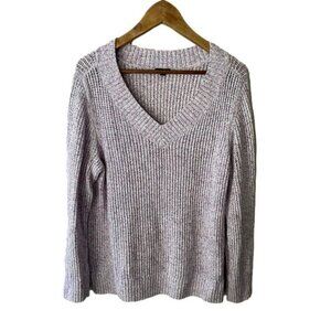 Talbots v-neck loose knit long sleeve lilac purple sweater 100% cotton Large